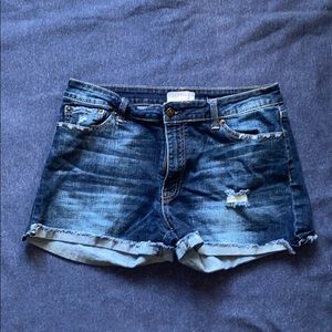 Dark Ripped Jean Shorts